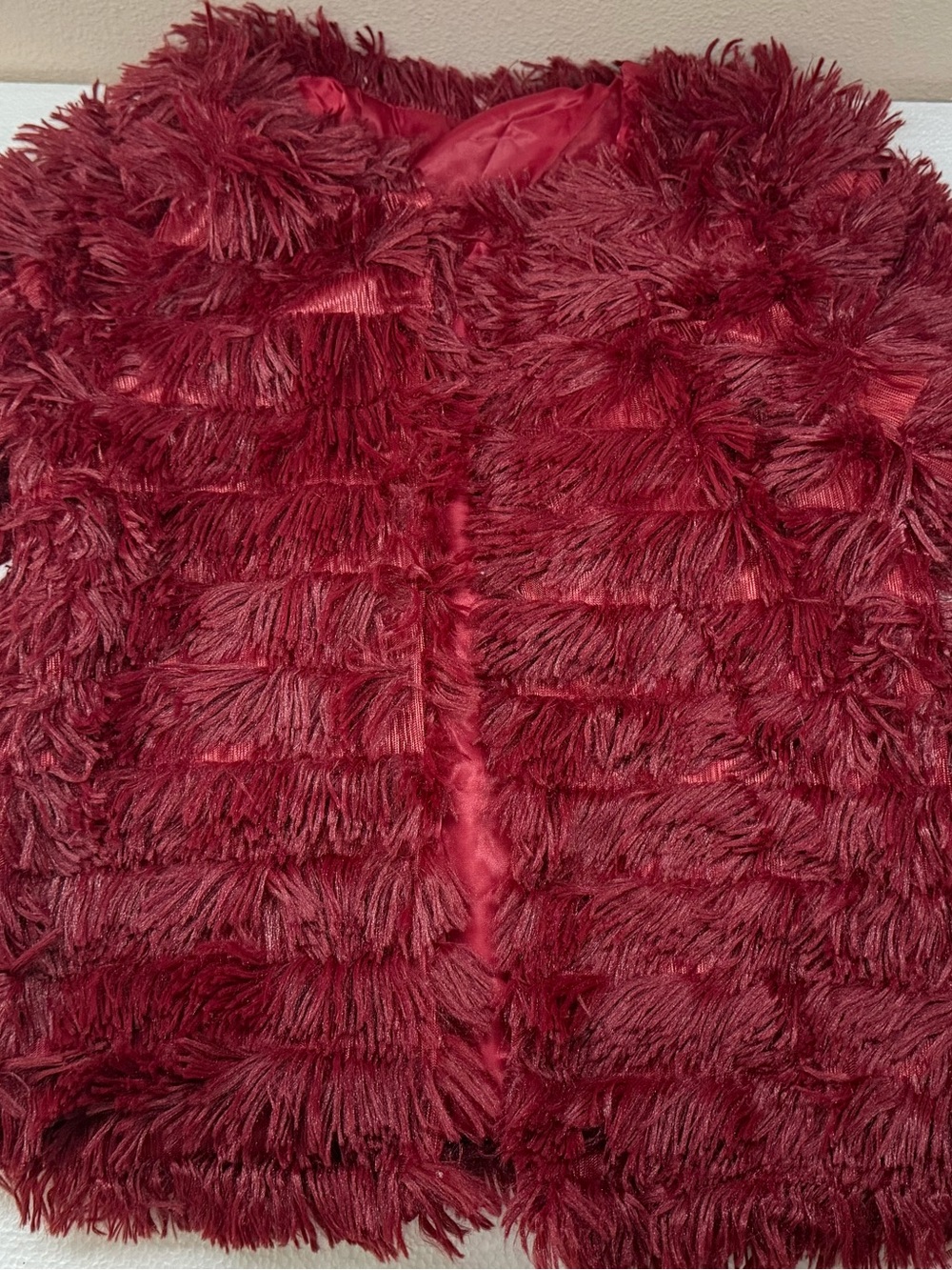 Women's Burgundy Layered Fringe Jacket Size S